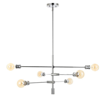 Atlas Modern Vintage Iron Arm-Adjustable LED Chandelier - JONATHAN Y